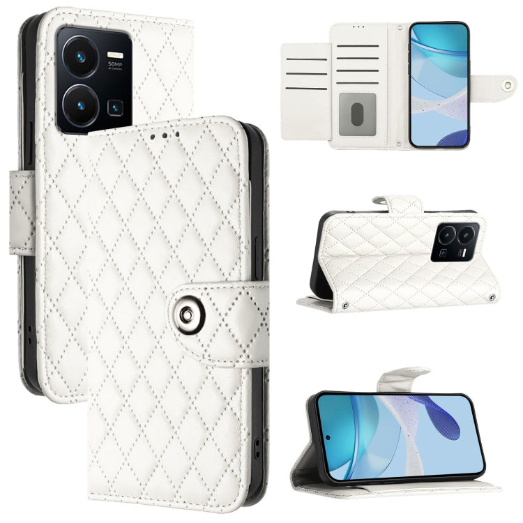 Rhombic Texture Flip Leather Phone Case with Lanyard, For vivo V27e / T2, For vivo Y72 5G / iQOO Z3 / Y52 5G, For vivo Y35 4G / Y22s / Y22, For vivo Y77 / Y77e
