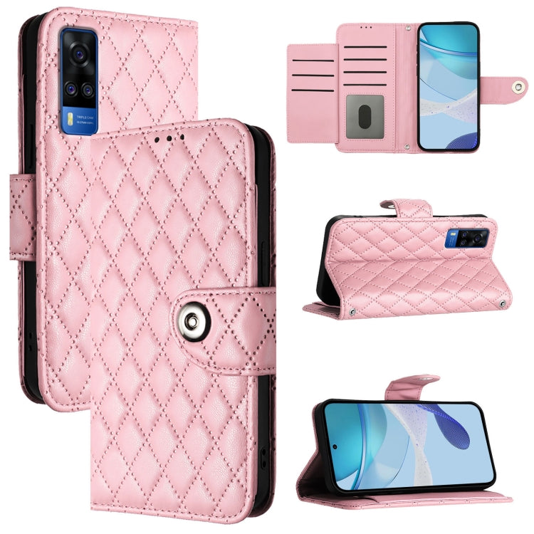 Rhombic Texture Flip Leather Phone Case with Lanyard, For vivo Y76 5G, For vivo Y51 2020 India / Y31 India, For vivo Y53s 5G / Y51a / Y33, For vivo Y52s 5G / iQOO U3