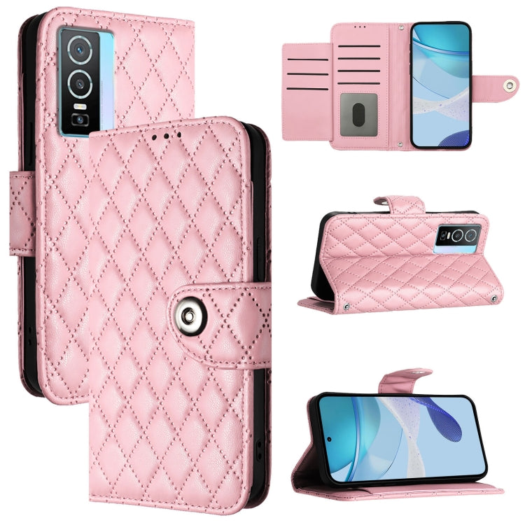 Rhombic Texture Flip Leather Phone Case with Lanyard, For vivo Y76 5G, For vivo Y51 2020 India / Y31 India, For vivo Y53s 5G / Y51a / Y33, For vivo Y52s 5G / iQOO U3