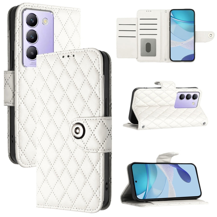 Rhombic Texture Flip Leather Phone Case with Lanyard, For vivo iQOO Z9 / Z9 Turbo, For vivo Y200e / Y100 IDN, For vivo T3 5G IDN / V40 SE, For vivo V30 / V30 Pro