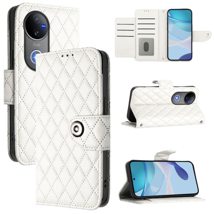 Rhombic Texture Flip Leather Phone Case with Lanyard, For vivo Y29S 5G / Y04 4G Global, For vivo Y29 4G Global, For vivo V50 5G Global, For vivo S20 5G