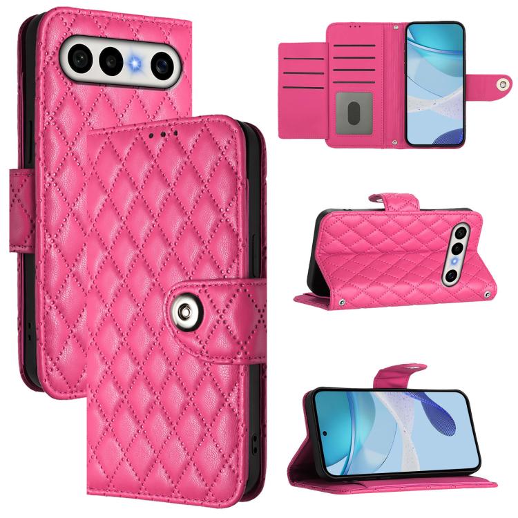 Rhombic Texture Flip Leather Phone Case with Lanyard, For vivo X300 FE 5G Russia / 5G Zeiss, For vivo X300s 5G, For vivo V70 FE 5G, For vivo Y21 5G 2026 Global / Y05 4G