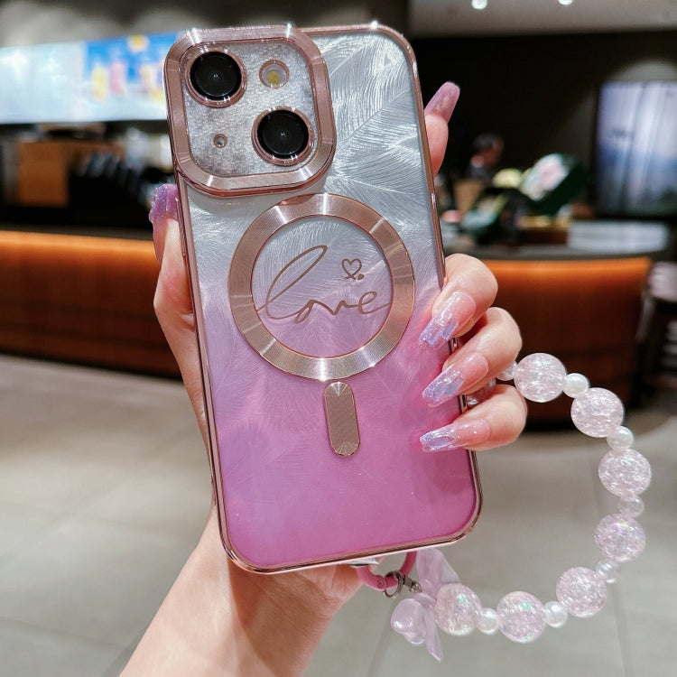Dual-Love Feather Gradient Glitter Bracelets Magsafe TPU Phone Case, For iPhone 15 Pro Max, For iPhone 15 Pro, For iPhone 15 Plus, For iPhone 15 Apple Accessories engdua4677 iPhone 15 Pro Max - APEXEL INDIA - Mobile Lens - Mobile Camera Lens - Cellphone Accessories - Phone Lens - Smartphone Lens
