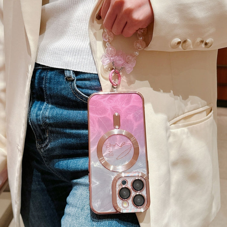 Dual-Love Feather Gradient Glitter Bracelets Magsafe TPU Phone Case, For iPhone 11 Pro Apple Accessories engdua4696 More iPhone Cases - APEXEL INDIA - Mobile Lens - Mobile Camera Lens - Cellphone Accessories - Phone Lens - Smartphone Lens