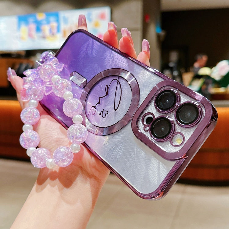 Dual-Love Feather Gradient Glitter Bracelets Magsafe TPU Phone Case, For iPhone 11 Pro Apple Accessories engdua4696 More iPhone Cases - APEXEL INDIA - Mobile Lens - Mobile Camera Lens - Cellphone Accessories - Phone Lens - Smartphone Lens