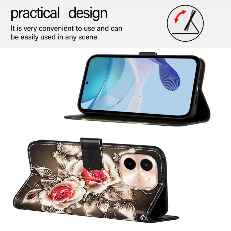 Colored Drawing Pattern Plain Weave Leather Phone Case, For vivo Y28 4G