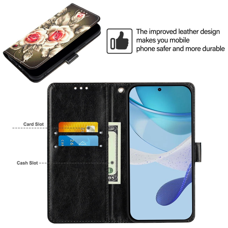Colored Drawing Pattern Plain Weave Leather Phone Case, For vivo Y28 4G
