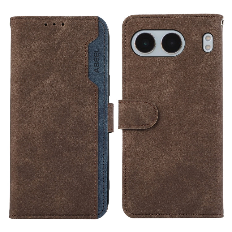ABEEL Color Block Magnetic RFID Leather Phone Case, For OnePlus 13, For OnePlus Nord 4