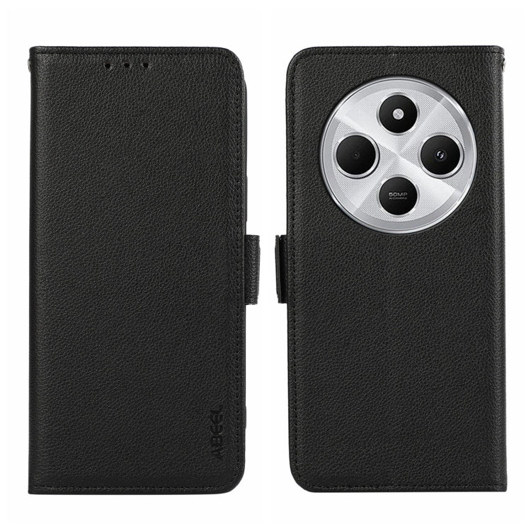 ABEEL Side-Magnetic Litchi Pattern Leather RFID Phone Case, For Redmi Note 14 4G 164.84mm, For Redmi Turbo 4 Pro, For Redmi Turbo 4, For Redmi 14C 4G