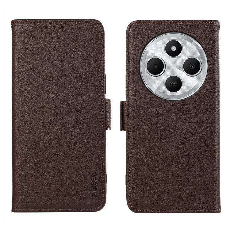 ABEEL Side-Magnetic Litchi Pattern Leather RFID Phone Case, For Redmi Note 14 4G 164.84mm, For Redmi Turbo 4 Pro, For Redmi Turbo 4, For Redmi 14C 4G