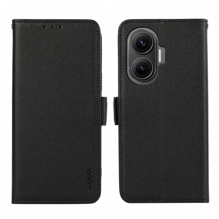 ABEEL Side-Magnetic Litchi Pattern Leather RFID Phone Case, For Redmi Note 14 4G 164.84mm, For Redmi Turbo 4 Pro, For Redmi Turbo 4, For Redmi 14C 4G