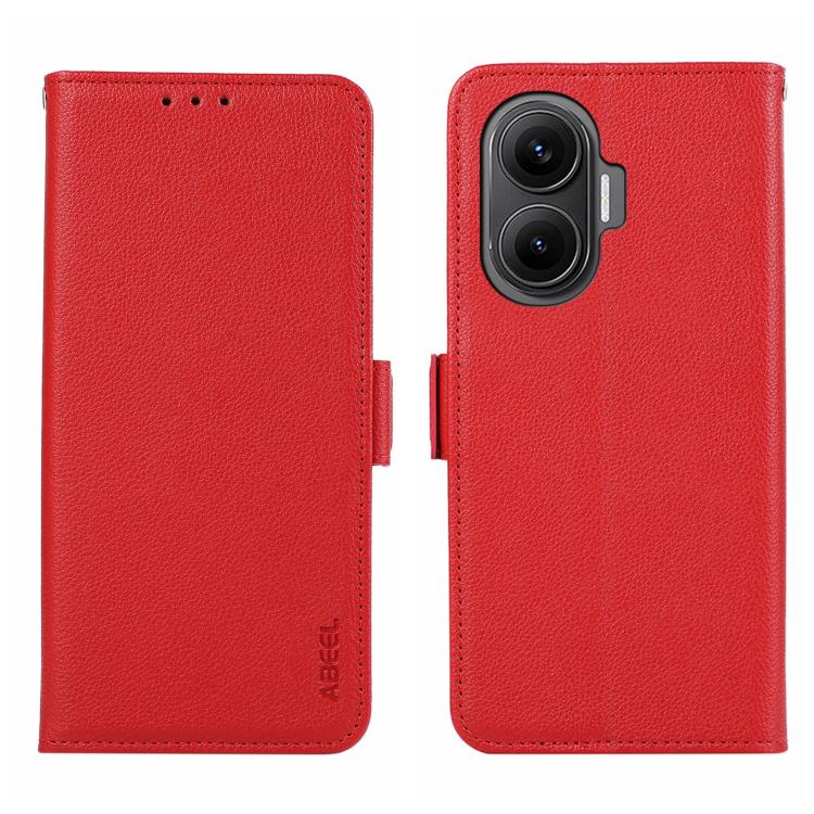 ABEEL Side-Magnetic Litchi Pattern Leather RFID Phone Case, For Redmi Note 14 4G 164.84mm, For Redmi Turbo 4 Pro, For Redmi Turbo 4, For Redmi 14C 4G