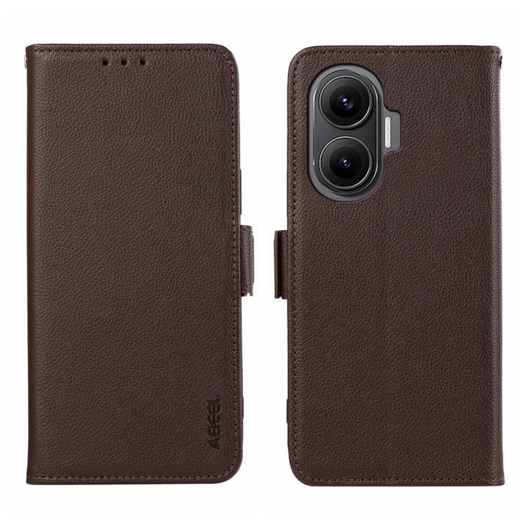 ABEEL Side-Magnetic Litchi Pattern Leather RFID Phone Case, For Redmi Note 14 4G 164.84mm, For Redmi Turbo 4 Pro, For Redmi Turbo 4, For Redmi 14C 4G