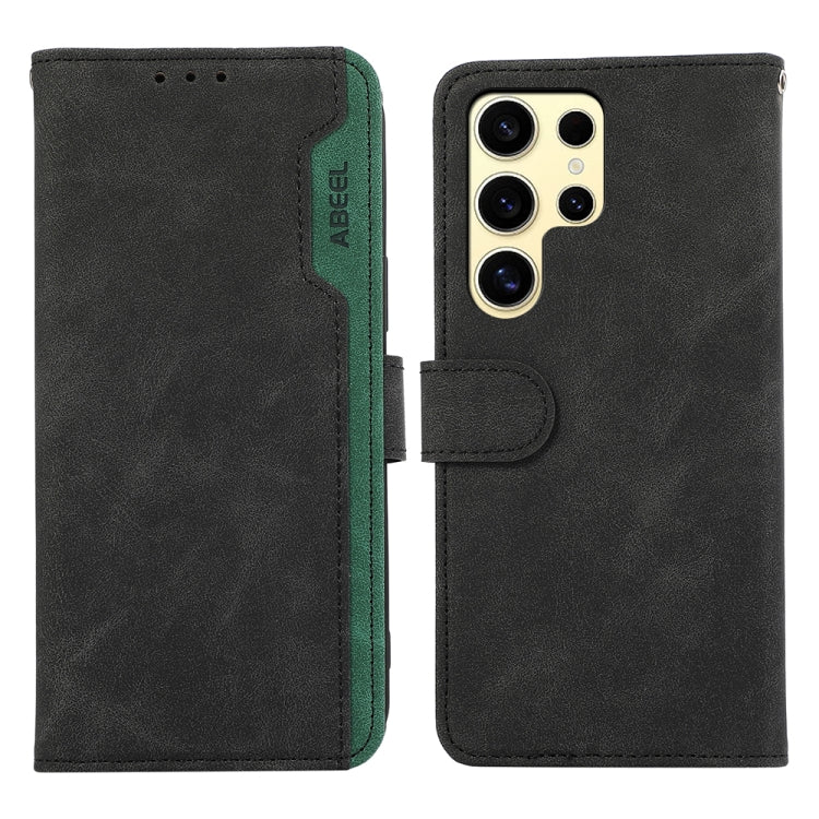 ABEEL Color Block Magnetic RFID Leather Phone Case, For Samsung Galaxy S25 Ultra 5G