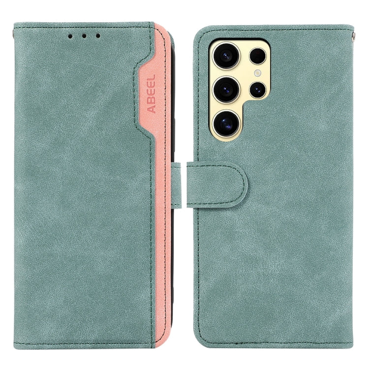 ABEEL Color Block Magnetic RFID Leather Phone Case, For Samsung Galaxy S25 Ultra 5G