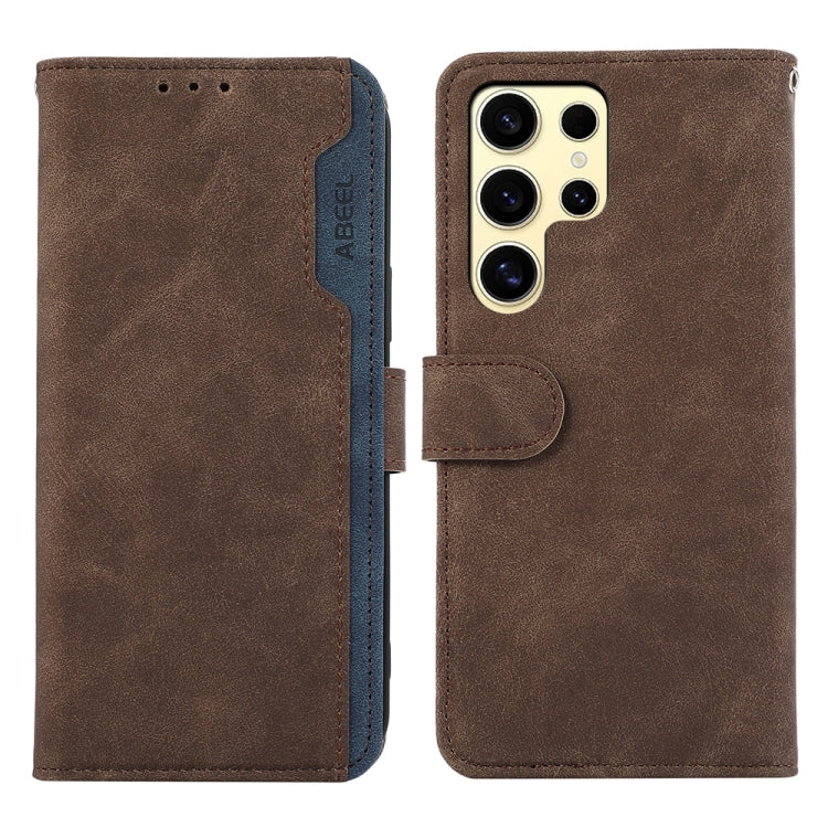 ABEEL Color Block Magnetic RFID Leather Phone Case, For Samsung Galaxy S25 Ultra 5G