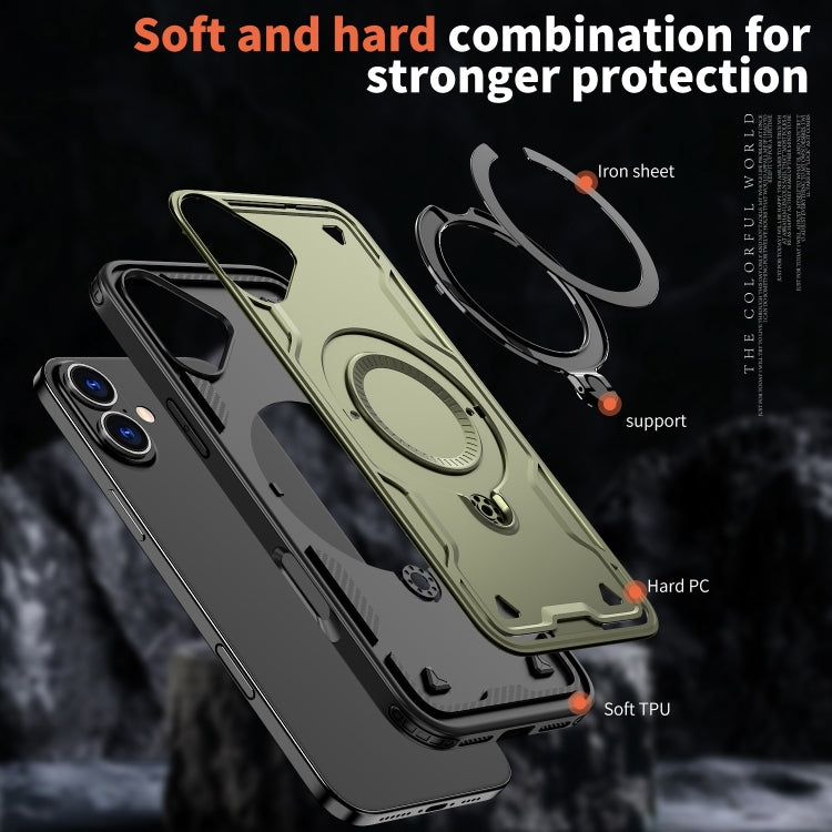 PC Hybrid TPU Armor MagSafe Ring Holder Phone Case, For iPhone 16 Apple Accessories engpc-4871 iPhone 16 - APEXEL INDIA - Mobile Lens - Mobile Camera Lens - Cellphone Accessories - Phone Lens - Smartphone Lens