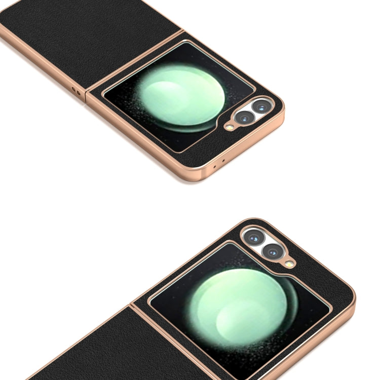 ABEEL Electroplating Frame Genuine Leather Wave Phone Case, For Samsung Galaxy Z Flip6 / Flip7 FE Samsung Accessories - APEXEL INDIA - Mobile Lens - Mobile Camera Lens - Cellphone Accessories - Phone Lens - Smartphone Lens