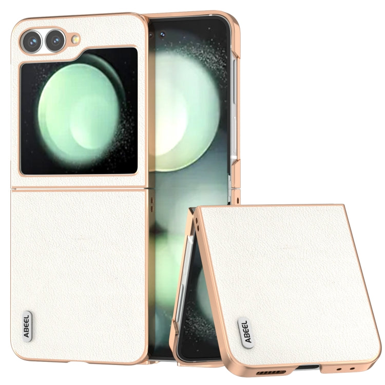 ABEEL Electroplating Frame Genuine Leather Wave Phone Case, For Samsung Galaxy Z Flip6 / Flip7 FE Samsung Accessories - APEXEL INDIA - Mobile Lens - Mobile Camera Lens - Cellphone Accessories - Phone Lens - Smartphone Lens