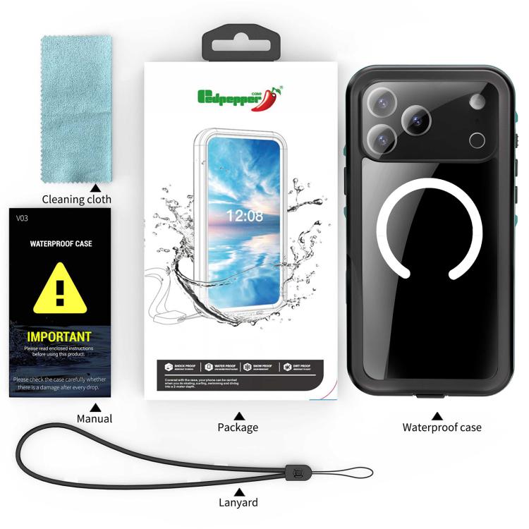 RedPepper Transparent Dot IP68 Waterproof Triple-proof MagSafe Phone Case Apple Accessories engred5776 iPhone 17 Pro Max iPhone 17 Pro Max Cases RedPepper - RedPepper - Mobile Lens - Mobile Camera Lens - Cellphone Accessories - Phone Lens - Smartphone Lens