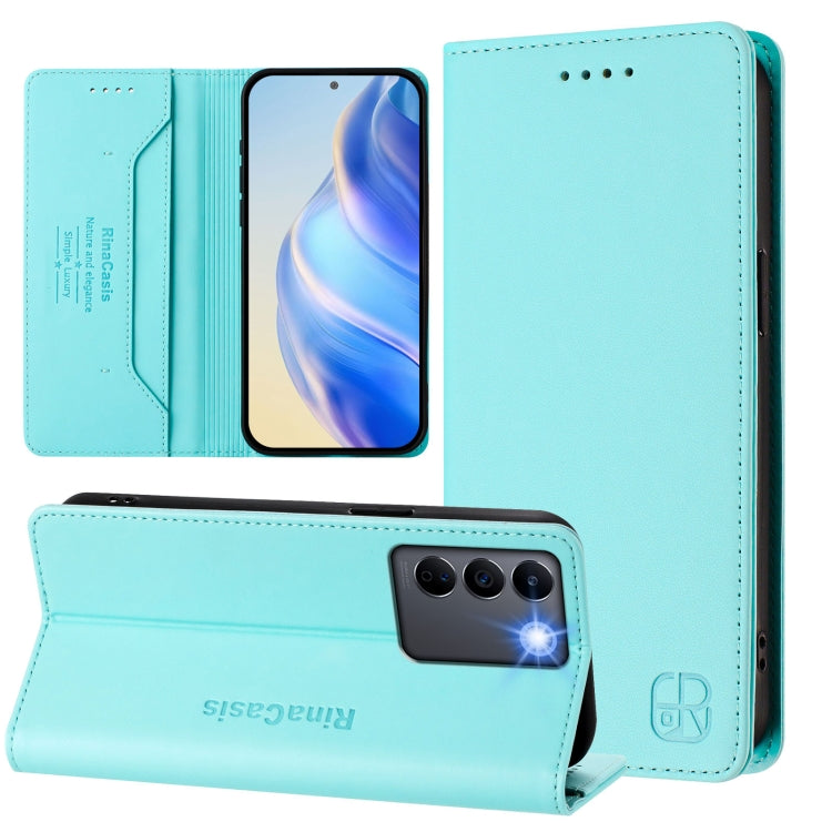 RC01 Dual-Folded Magnetic Suction RFID Leather Phone Case, For vivo V27 5G / V27 Pro Global, For vivo V27e 4G / T2 4G Global, For vivo Y72 5G / iQOO Z3 / Y52 5G