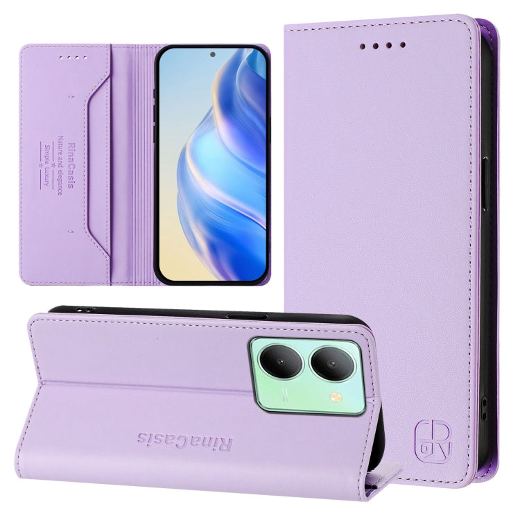 RC01 Dual-Folded Magnetic Suction RFID Leather Phone Case, For vivo Y17s 4G Global / 5G India, For vivo Y02A 4G / Y02 4G / Y11 2023, For vivo Y36 4G / 5G Global