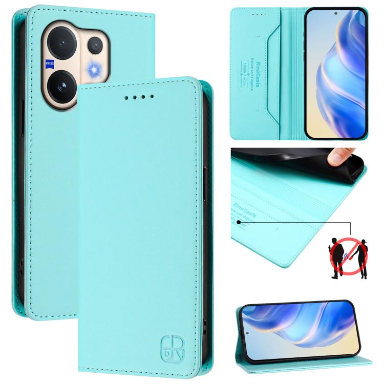RC01 Dual-Folded Magnetic Suction RFID Leather Phone Case, For vivo Y400 4G, For vivo V60 5G Curved Global, For vivo S30 Pro mini