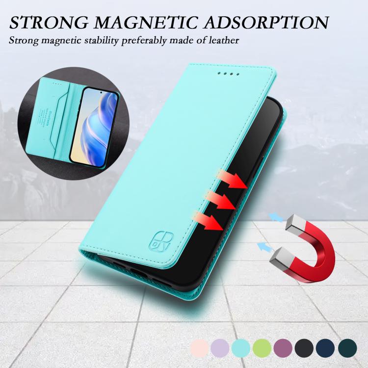 RC01 Dual-Folded Magnetic Suction RFID Leather Phone Case, For vivo Y400 4G, For vivo V60 5G Curved Global, For vivo S30 Pro mini