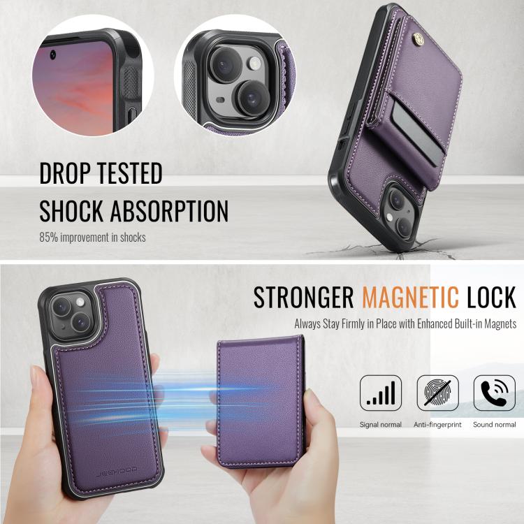 JEEHOOD J06 British Style RFID MagSafe Card Bag PU Phone Case, For iPhone 15, For iPhone 14 Plus, For iPhone 14, For iPhone 14 Pro Apple Accessories engjee5047 iPhone 15 - JEEHOOD - Mobile Lens - Mobile Camera Lens - Cellphone Accessories - Phone Lens - Smartphone Lens