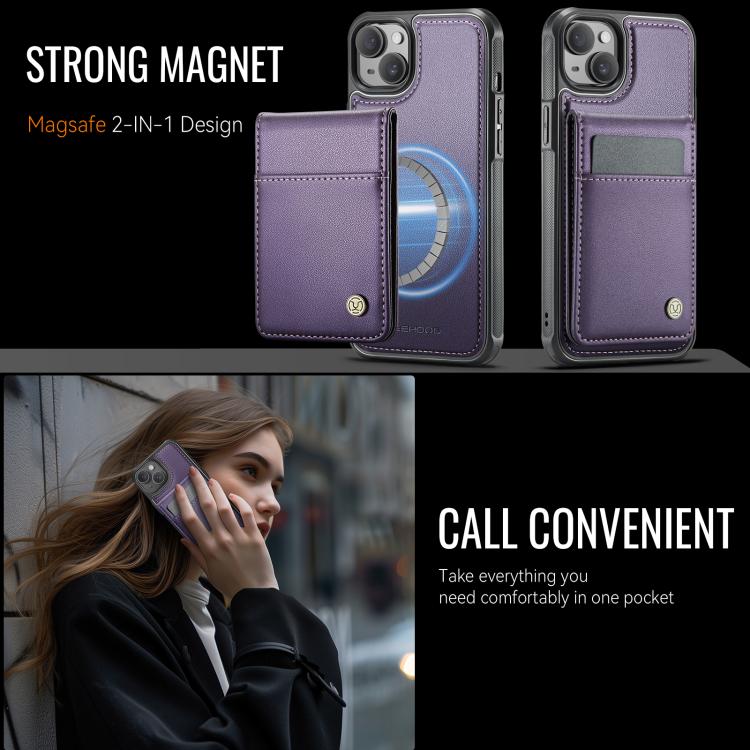 JEEHOOD J06 British Style RFID MagSafe Card Bag PU Phone Case, For iPhone 15, For iPhone 14 Plus, For iPhone 14, For iPhone 14 Pro Apple Accessories engjee5047 iPhone 15 - JEEHOOD - Mobile Lens - Mobile Camera Lens - Cellphone Accessories - Phone Lens - Smartphone Lens