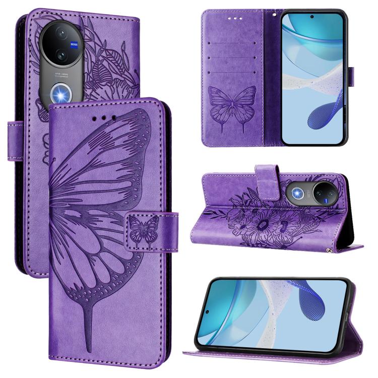 Embossed Butterfly Leather Phone Case, For vivo Y29 4G Global, For vivo V50 Global