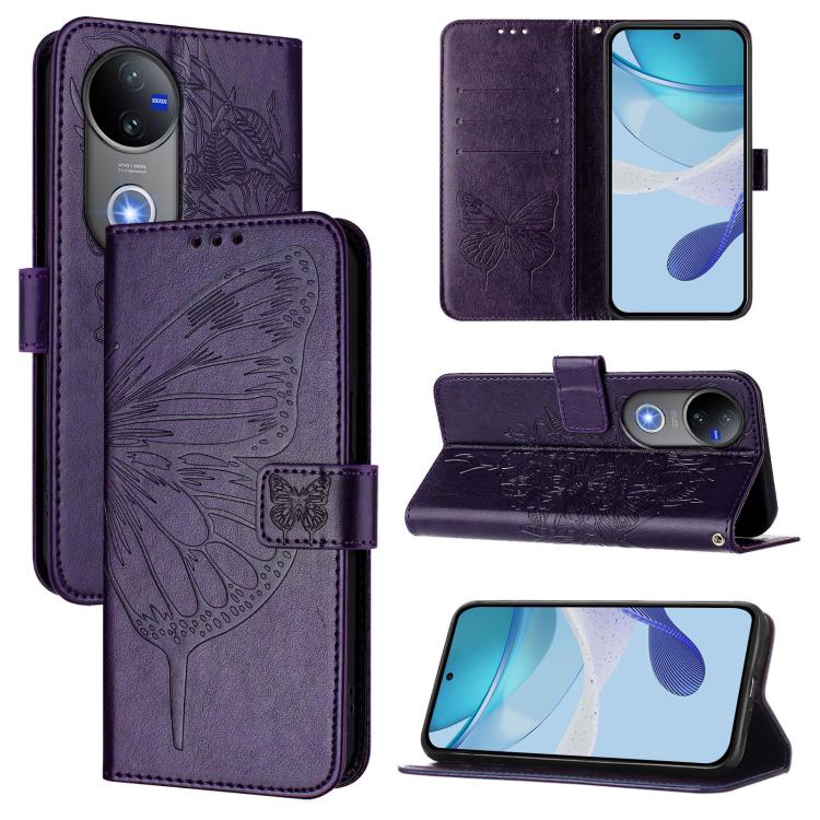 Embossed Butterfly Leather Phone Case, For vivo Y29 4G Global, For vivo V50 Global