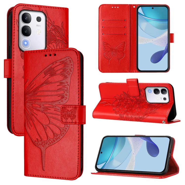 Embossed Butterfly Leather Phone Case, For vivo Y29 4G Global, For vivo V50 Global