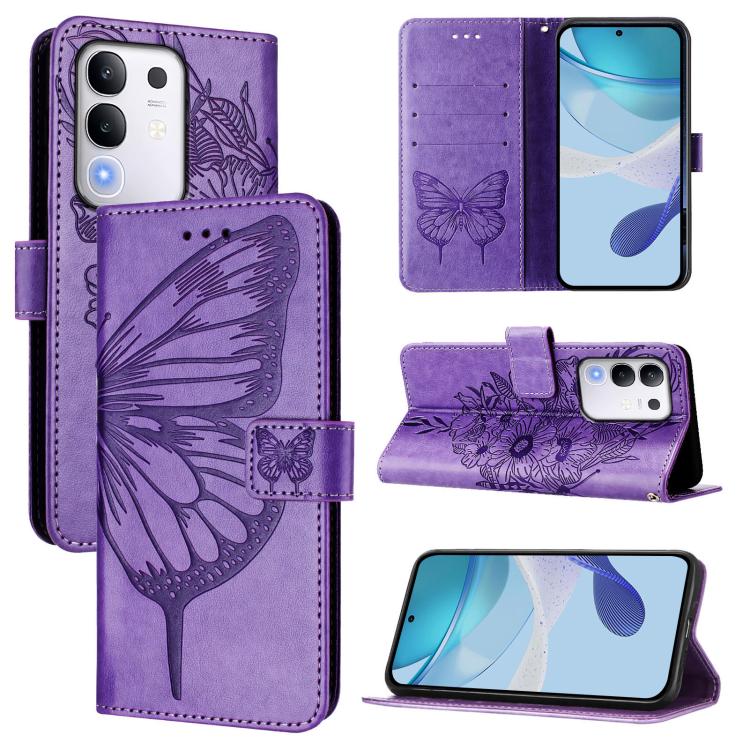 Embossed Butterfly Leather Phone Case, For vivo Y29 4G Global, For vivo V50 Global