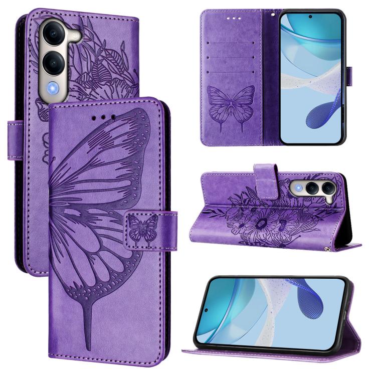 Embossed Butterfly Leather Phone Case, For vivo V50 Lite 5G, For vivo Y29S 5G / Y04 4G Global, For vivo Y29 4G Global