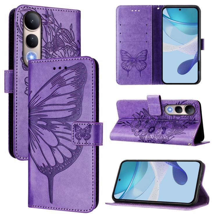Embossed Butterfly Leather Phone Case, For vivo V50 Lite 5G, For vivo Y29S 5G / Y04 4G Global, For vivo Y29 4G Global