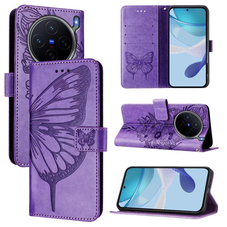 Embossed Butterfly Leather Phone Case, For vivo X300 FE 5G Russia / 5G Zeiss, For vivo X300s 5G, For vivo V70 FE 5G