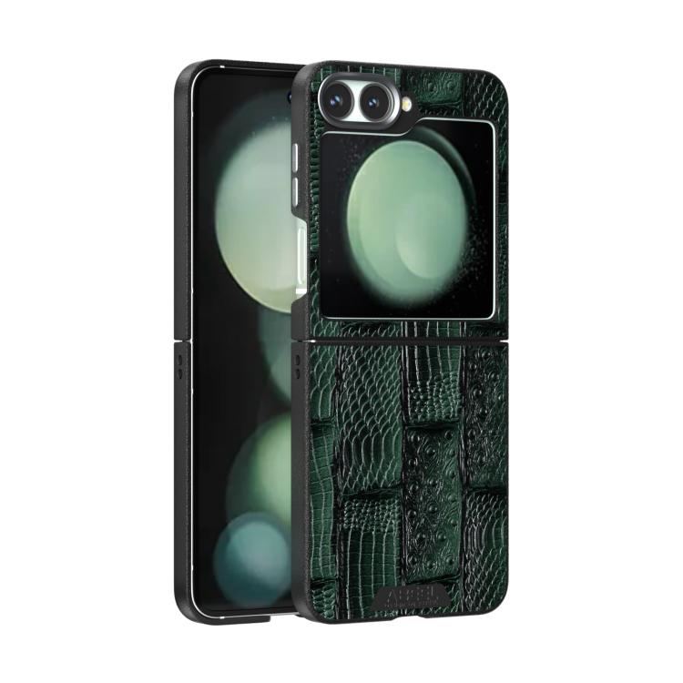 ABEEL Beast Pattern 6D Micro-Embossed MagSafe Genuine Leather Phone Case, For Samsung Galaxy Z Flip5 5G Samsung Accessories - APEXEL INDIA - Mobile Lens - Mobile Camera Lens - Cellphone Accessories - Phone Lens - Smartphone Lens