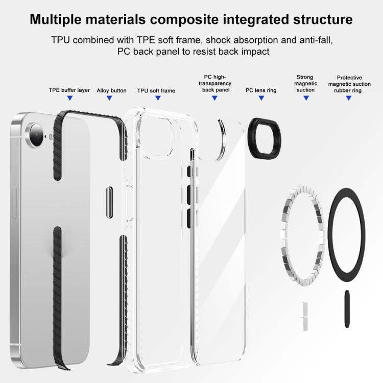 Airbag TPU + TPE+ PC Clear MagSafe Phone Case, For iPhone 16e Apple Accessories engair5204 iPhone 16e - APEXEL INDIA - Mobile Lens - Mobile Camera Lens - Cellphone Accessories - Phone Lens - Smartphone Lens