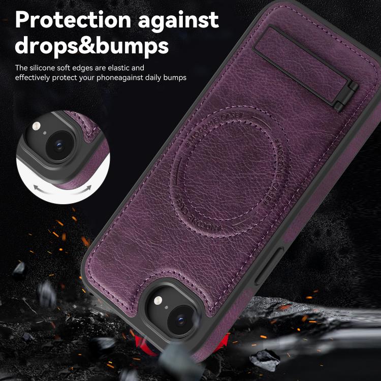 Multi-function Holder MagSafe PU Phone Case, For iPhone 16e Apple Accessories engmul5295 iPhone 16e - APEXEL INDIA - Mobile Lens - Mobile Camera Lens - Cellphone Accessories - Phone Lens - Smartphone Lens