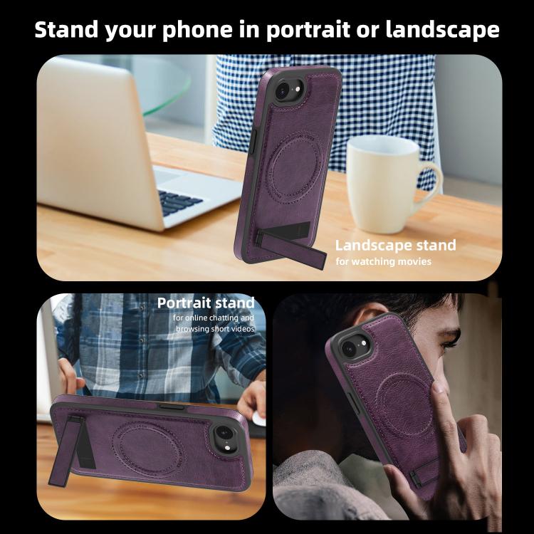 Multi-function Holder MagSafe PU Phone Case, For iPhone 16e Apple Accessories engmul5295 iPhone 16e - APEXEL INDIA - Mobile Lens - Mobile Camera Lens - Cellphone Accessories - Phone Lens - Smartphone Lens