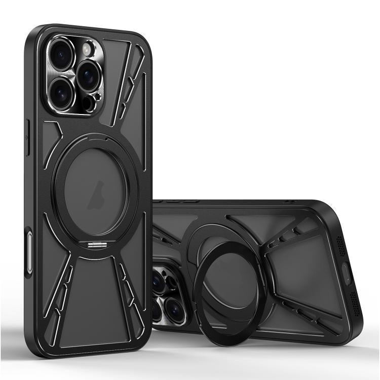 Cooling Hollow Metal Holder MagSafe Phone Case, For iPhone 16 Pro Max, For iPhone 16 Pro, For iPhone 16, For iPhone 15 Pro Max, For iPhone 15 Pro, For iPhone 15, For iPhone 14, For iPhone 14 Pro, For iPhone 14 Pro Max, For iPhone 13 Pro Max