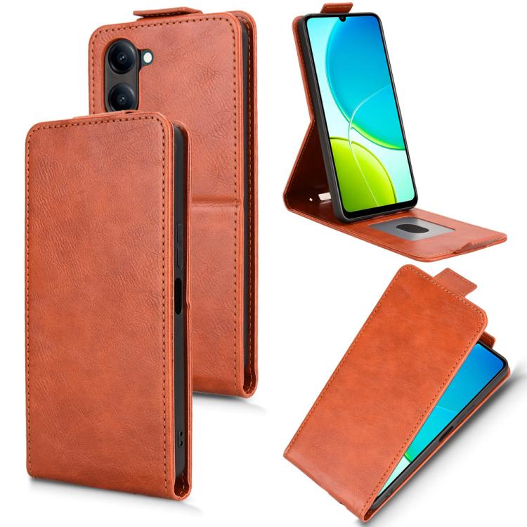 Magnetic Vertical Flip Leather Phone Case with Buckle, For vivo Y04 4G / Y29s 5G