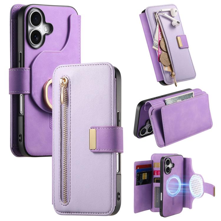Ring Zipper Wallet RFID Blocking MagSafe Leather Phone Case, For iPhone 16 Pro Max, For iPhone 16 Pro, For iPhone 16 Plus Apple Accessories engrin5342 iPhone 16 Pro Max - APEXEL INDIA - Mobile Lens - Mobile Camera Lens - Cellphone Accessories - Phone Lens - Smartphone Lens
