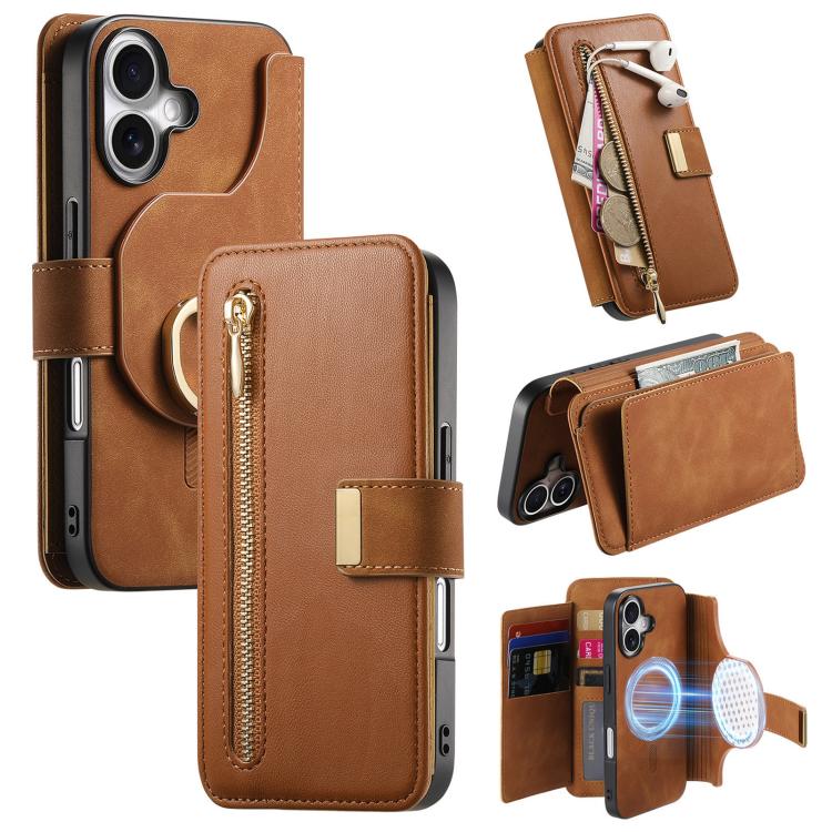 Ring Zipper Wallet RFID Blocking MagSafe Leather Phone Case, For iPhone 16 Pro Max, For iPhone 16 Pro, For iPhone 16 Plus Apple Accessories engrin5342 iPhone 16 Pro Max - APEXEL INDIA - Mobile Lens - Mobile Camera Lens - Cellphone Accessories - Phone Lens - Smartphone Lens