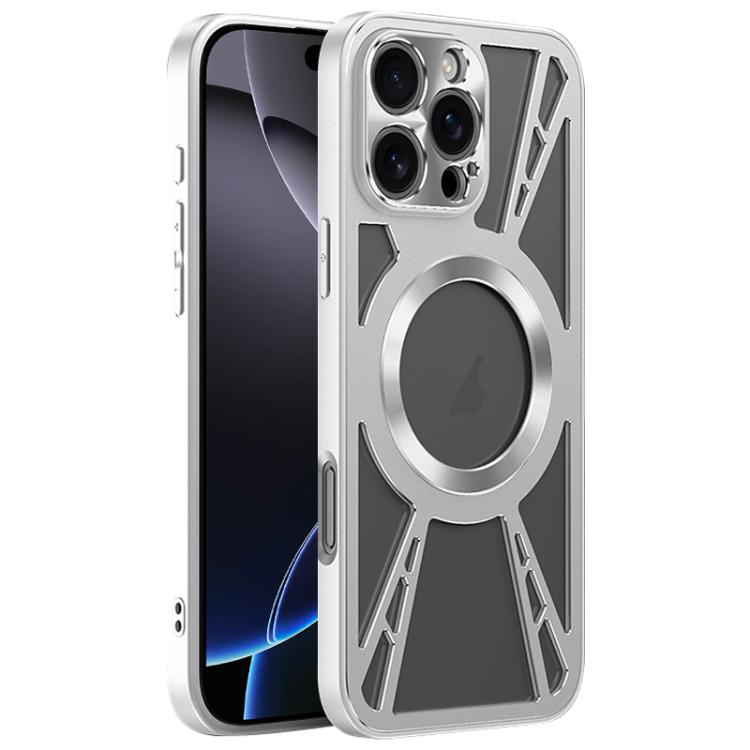 Silicone Cooling Hollow Metal MagSafe Phone Case, For iPhone 16 Pro Max, For iPhone 16 Pro, For iPhone 16, For iPhone 15 Pro Max, For iPhone 15 Pro, For iPhone 15, For iPhone 14, For iPhone 14 Pro, For iPhone 14 Pro Max, For iPhone 13 Pro Max