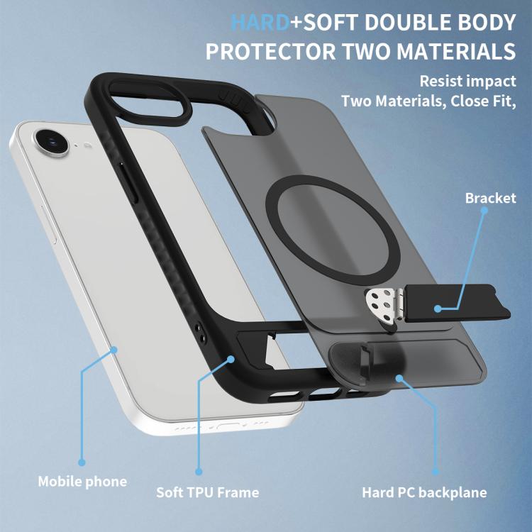 Frosted Holder PC Hybrid TPU MagSafe Phone Case, For iPhone 16e, For iPhone 16 Pro Max, For iPhone 16 Pro, For iPhone 16 Plus Apple Accessories engfro5521 iPhone 16e - APEXEL INDIA - Mobile Lens - Mobile Camera Lens - Cellphone Accessories - Phone Lens - Smartphone Lens