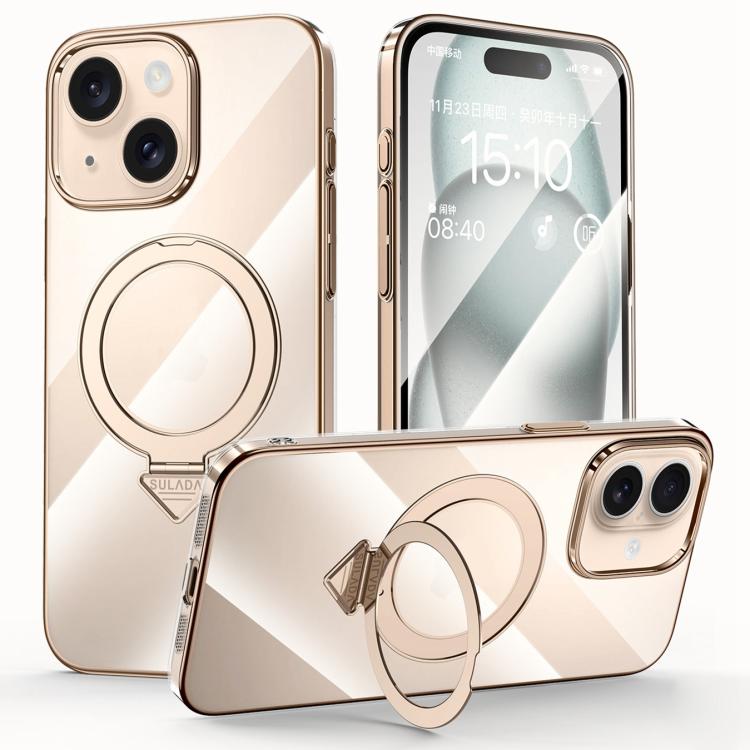 SULADA Electroplated Transparent MagSafe Holder Phone Case, For iPhone 15 Apple Accessories engsul5545 iPhone 15 - SULADA - Mobile Lens - Mobile Camera Lens - Cellphone Accessories - Phone Lens - Smartphone Lens