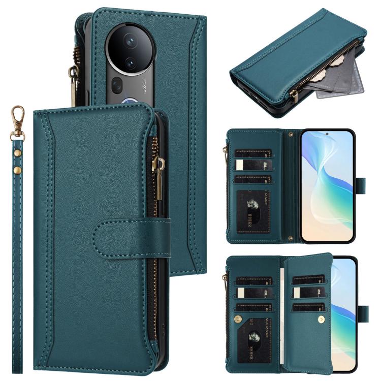 Magnetic Closure 9 Card Slots Zipper Leather Case with Hand Strap, For vivo S20 5G, For vivo S20 Pro 5G, For vivo Y19S 4G Global, For vivo X200 5G
