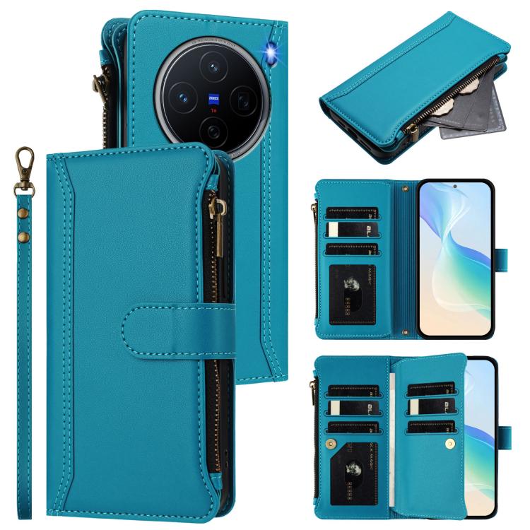 Magnetic Closure 9 Card Slots Zipper Leather Case with Hand Strap, For vivo S20 5G, For vivo S20 Pro 5G, For vivo Y19S 4G Global, For vivo X200 5G
